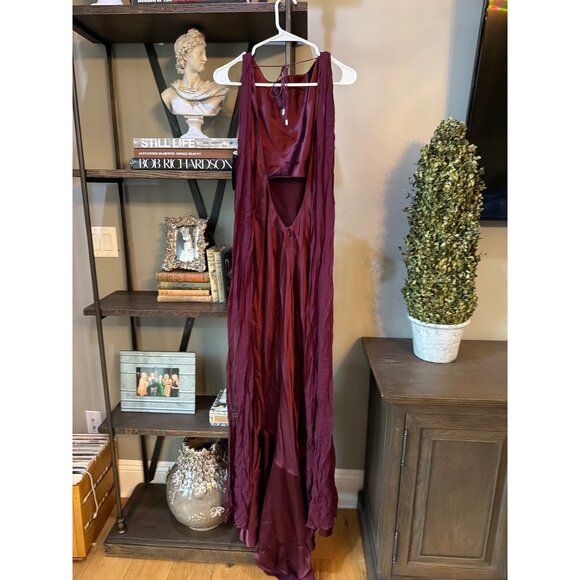 retrofete Julia Silk Draped Open Back Maxi Dress Port Womens Size Small - Picture 9 of 14